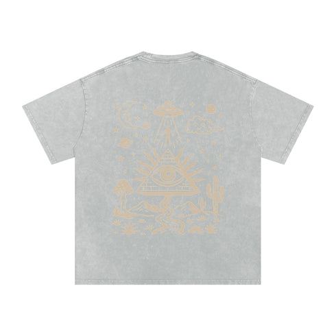 Mystic Signal - Vintage Snow Washed Oversized Cotton T-Shirt