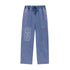 Wide-leg streetwear sweatpants in vintage snow wash in blue