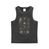 Ethereal Muse snow-washed tank top in black with white psychedelic goddess and celestial design