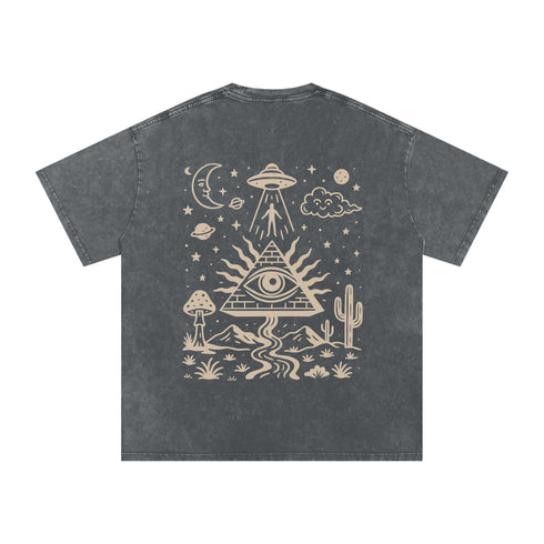Mystic Signal - Vintage Snow Washed Oversized Cotton T-Shirt