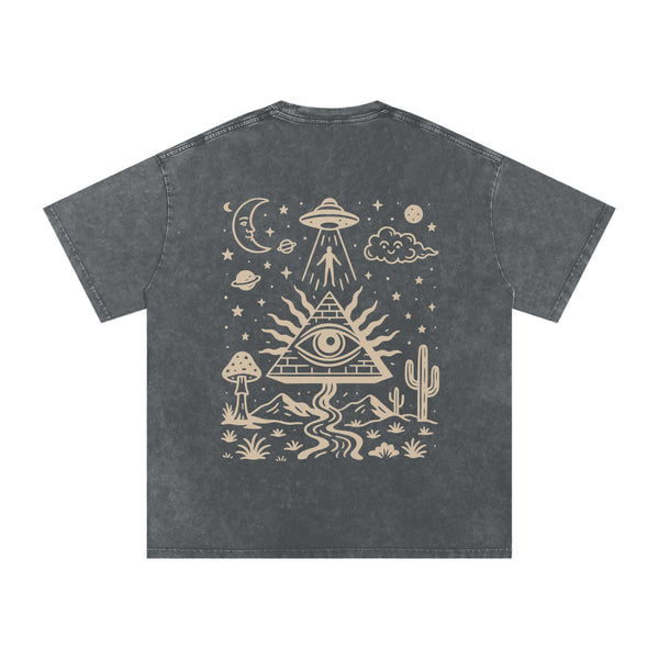 Mystic Signal - Vintage Snow Washed Oversized Cotton T-Shirt