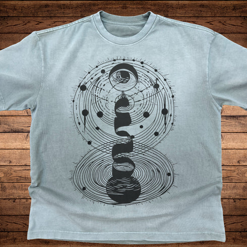 Cosmic Connection - Ultra-Heavyweight Vintage Washed Oversized T-Shirt - 300 GSM
