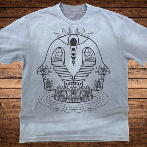 Duality of Perception - Ultra-Heavyweight Vintage Washed Oversized T-Shirt - 300 GSM