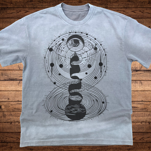 Cosmic Connection - Ultra-Heavyweight Vintage Washed Oversized T-Shirt - 300 GSM
