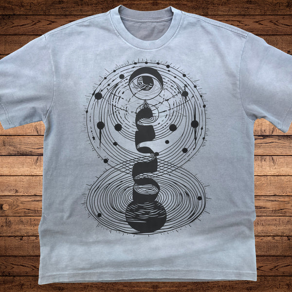 Cosmic Connection - Ultra-Heavyweight Vintage Washed Oversized T-Shirt - 300 GSM