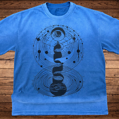 Cosmic Connection - Ultra-Heavyweight Vintage Washed Oversized T-Shirt - 300 GSM