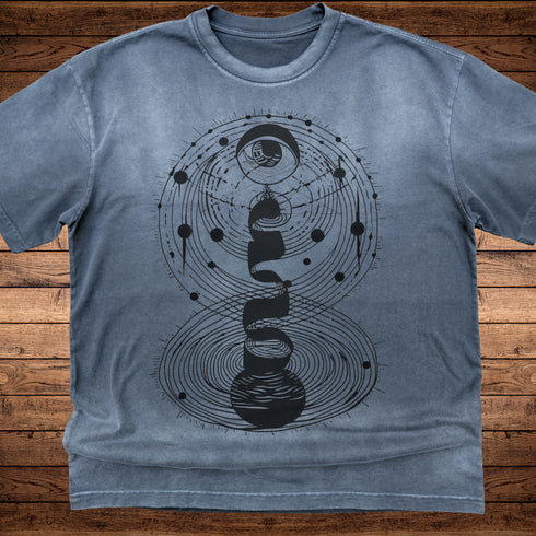 Cosmic Connection - Ultra-Heavyweight Vintage Washed Oversized T-Shirt - 300 GSM