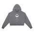 Gray hoodie with a white celestial design on a white background