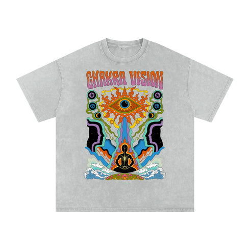 Chakra Vision - Vintage Snow Washed Oversized Cotton T-Shirt