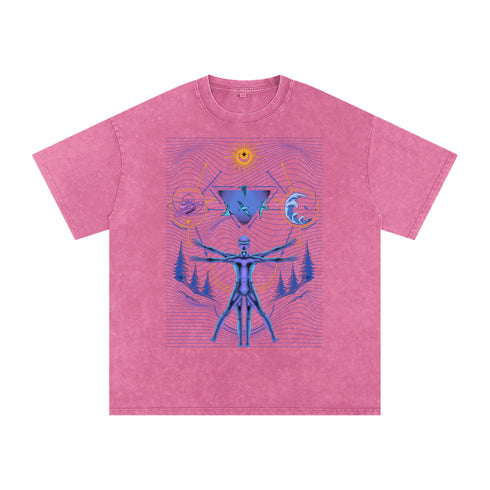 Interconnected - Vintage Snow Washed Oversized Cotton T-Shirt