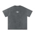 Gray t-shirt with a small logo on a white background