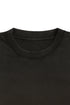 Close-up of a black t-shirt collar on a white background