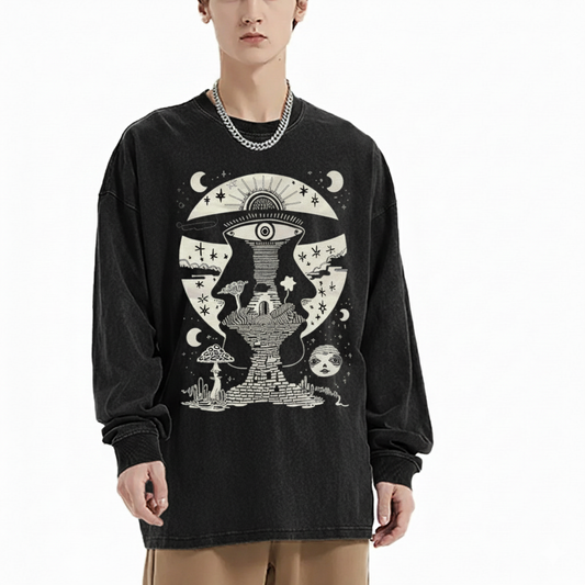 Lunar Enigma - Vintage Washed Long Sleeve T-Shirt