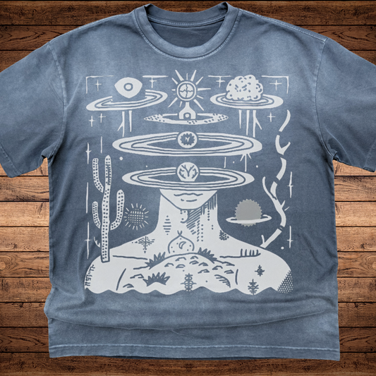 Spaced Out - Ultra-Heavyweight Vintage Washed Oversized T-Shirt - 300 GSM