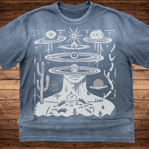 Spaced Out - Ultra-Heavyweight Vintage Washed Oversized T-Shirt - 300 GSM