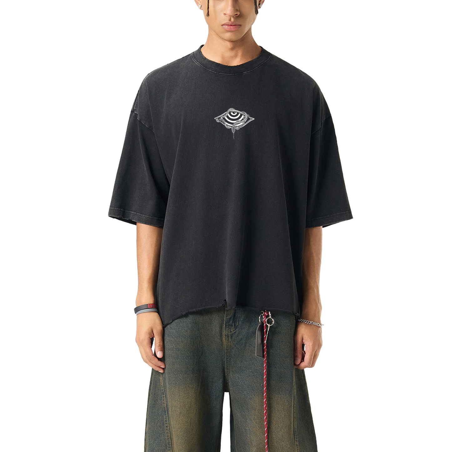 Embrace the Chaos - Snow Wash Raw-Hem Boxy T-shirt - Phantasmagorical X Patakota Collab