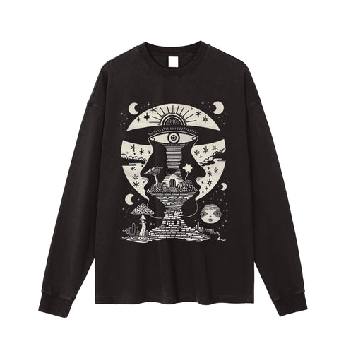 Lunar Enigma - Vintage Washed Long Sleeve T-Shirt