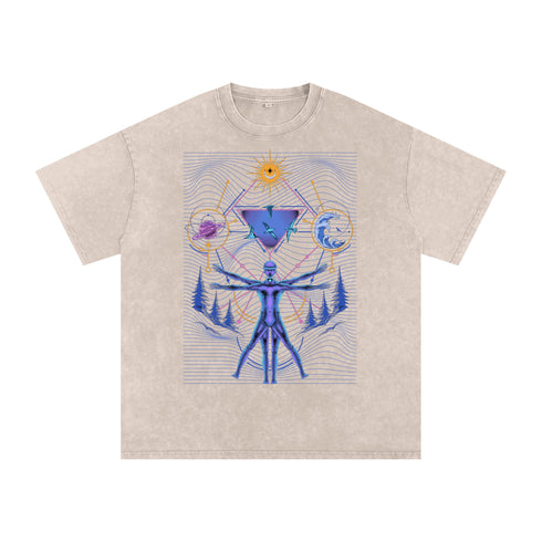 Interconnected - Vintage Snow Washed Oversized Cotton T-Shirt