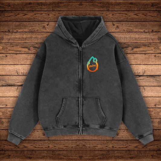 Extraterrestrial - Zip - Through Boxy Vintage Wash Hoodie - Phantasmagorical