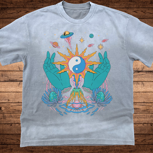 Yin / Yang - Ultra - Heavyweight Vintage Washed Oversized T-Shirt - 300 GSM - Phantasmagorical