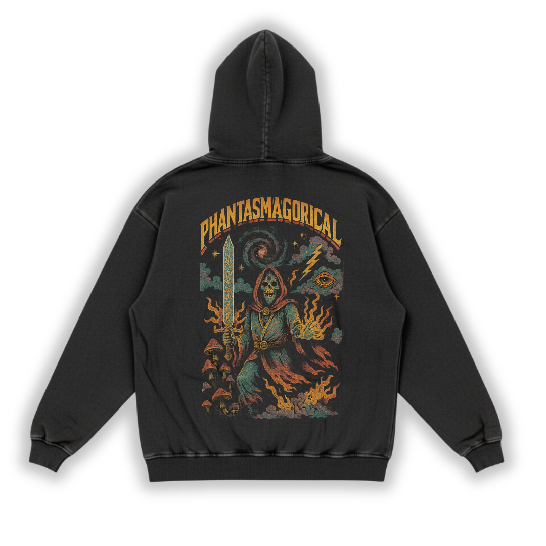 Arcane Inferno - Snow Washed Loose Cotton Hoodie