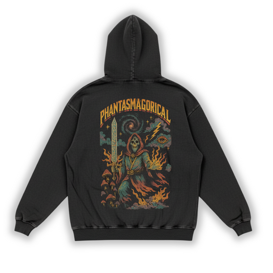 Arcane Inferno - Snow Washed Loose Cotton Hoodie