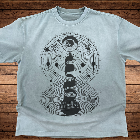 Cosmic Connection - Ultra-Heavyweight Vintage Washed Oversized T-Shirt - 300 GSM