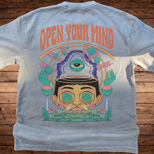 Open Your Mind 2.0 - Ultra-Heavyweight Vintage Washed Oversized T-Shirt - 300 GSM