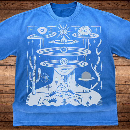 Spaced Out - Ultra-Heavyweight Vintage Washed Oversized T-Shirt - 300 GSM