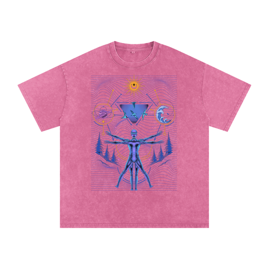 Interconnected - Vintage Snow Washed Oversized Cotton T-Shirt