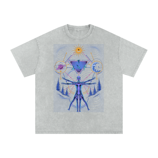 Interconnected - Vintage Snow Washed Oversized Cotton T-Shirt