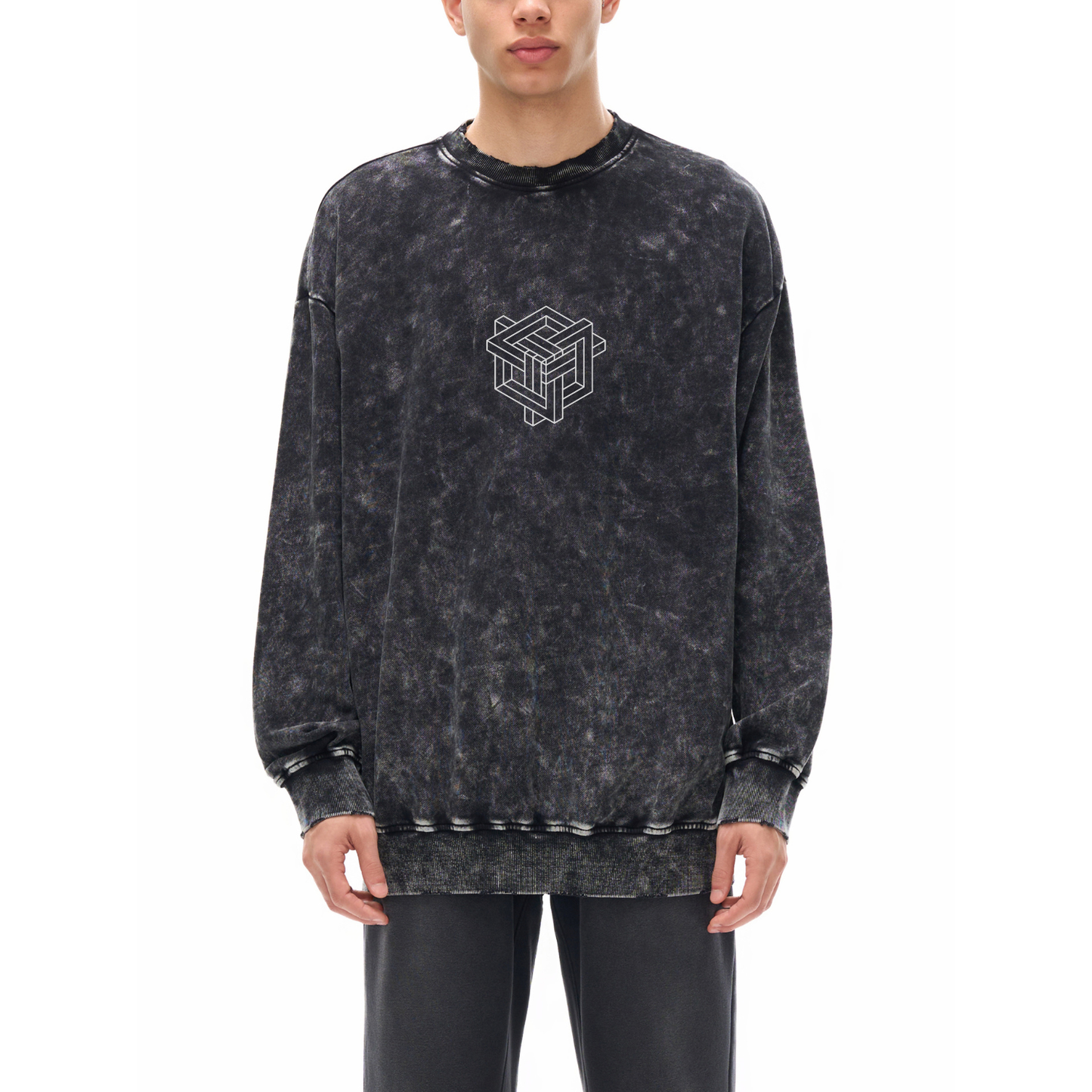 Paradigm - Snow Washed Hand-Frayed Heavyweight Sweatshirt (NEW)