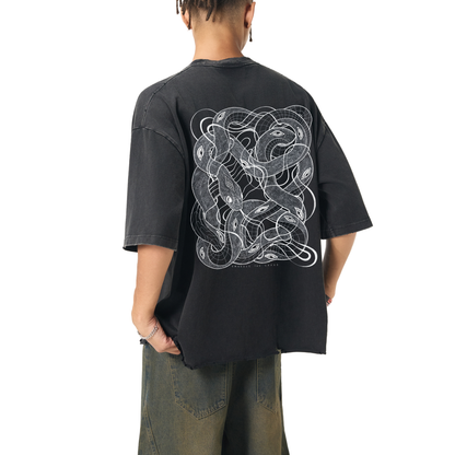 Embrace the Chaos - Snow Wash Raw-Hem Boxy T-shirt - Phantasmagorical X Patakota Collab