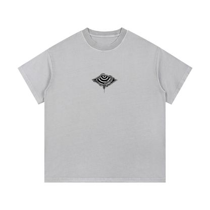 Gray t-shirt with a black and white snake design centered on the chest
