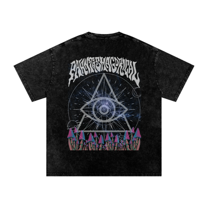 Cosmic Geometry - Snow Washed Oversized Cotton T-Shirt (HOT & NEW)