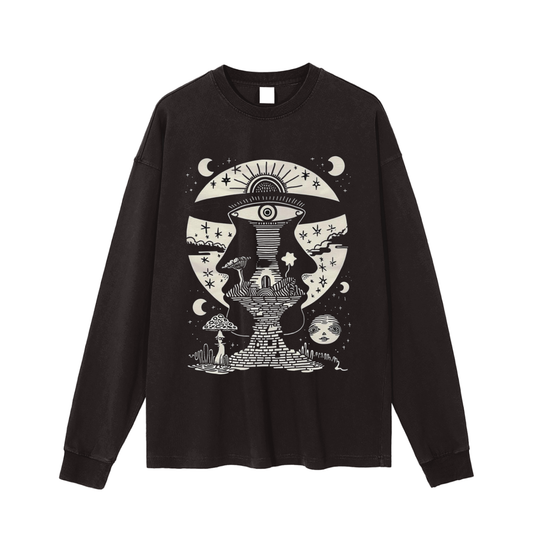 Lunar Enigma - Vintage Washed Long Sleeve T-Shirt