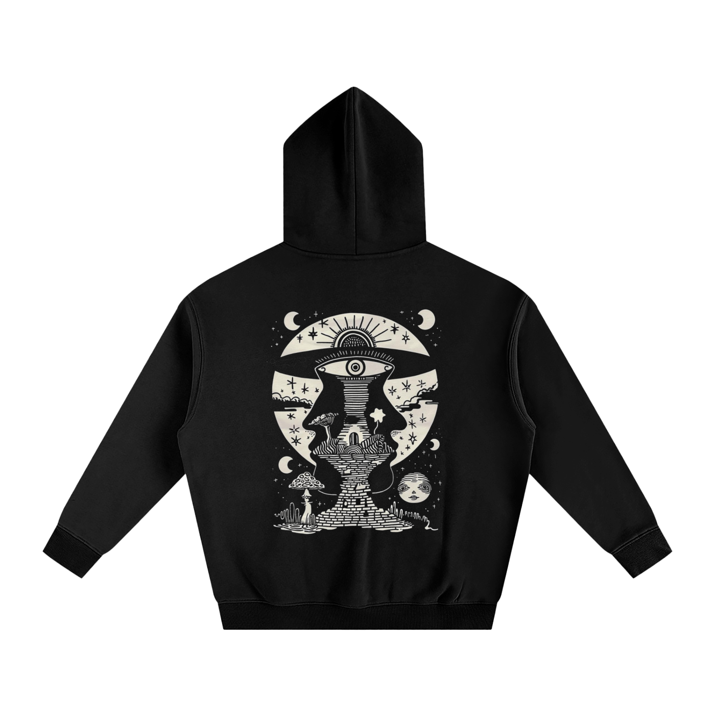 Lunar Enigma - Oversize Fleeced Hoodie