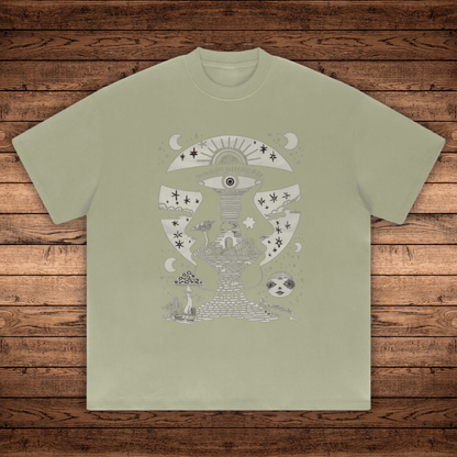 Lunar Enigma - Absurdly Heavyweight Relaxed Fit T-shirt (425 GSM) - Phantasmagorical