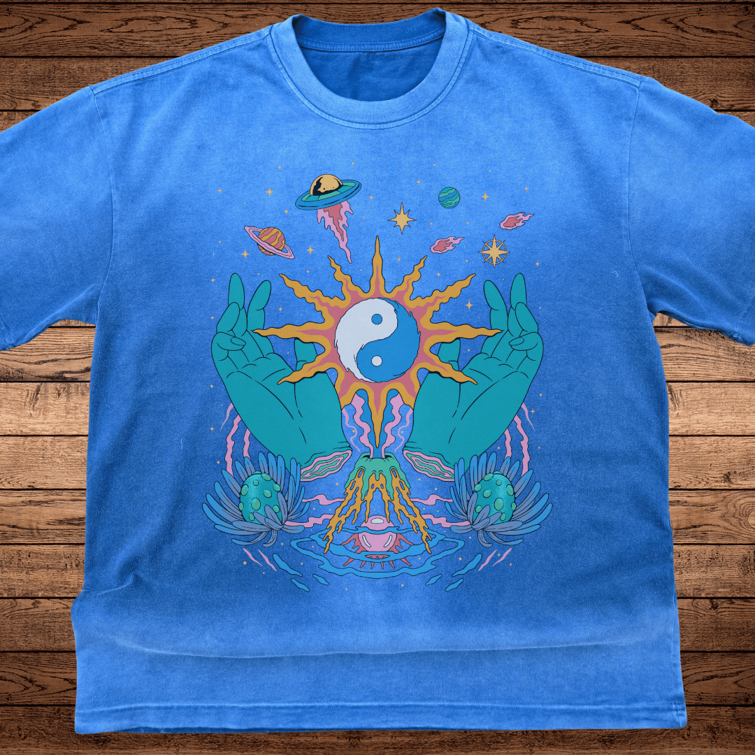 Yin / Yang - Ultra - Heavyweight Vintage Washed Oversized T-Shirt - 300 GSM - Phantasmagorical