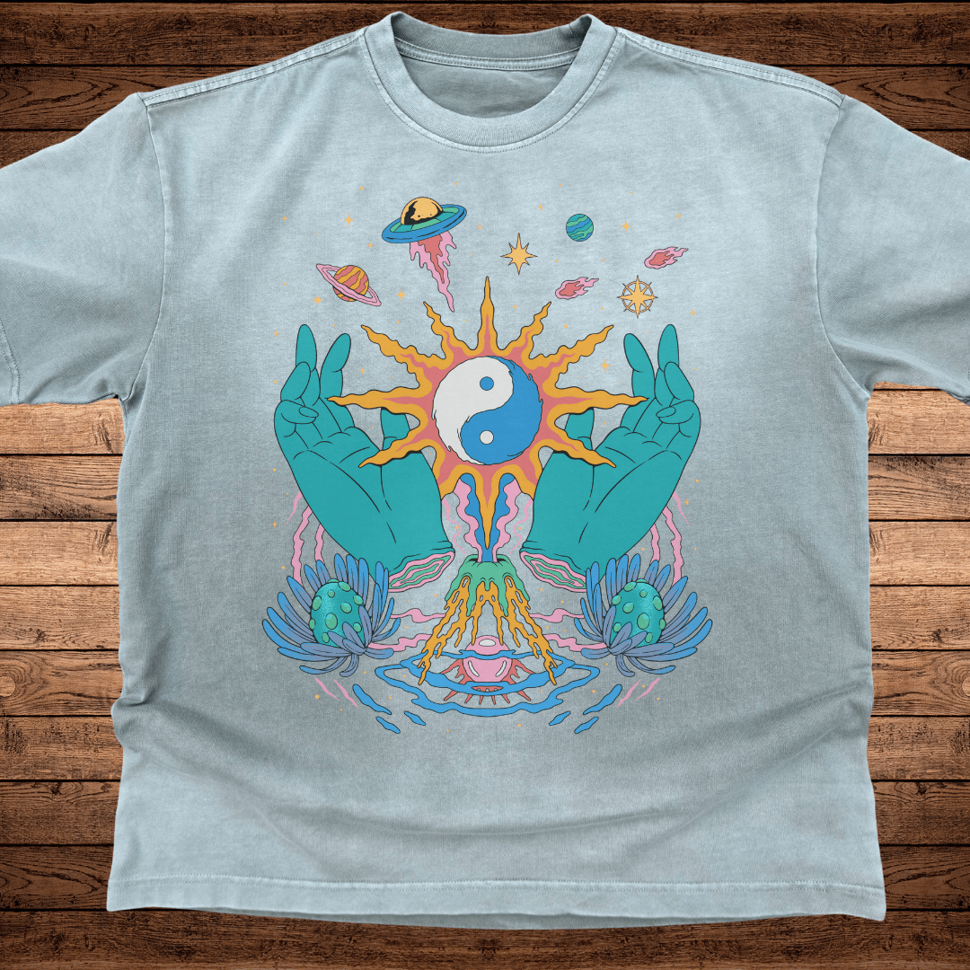 Yin / Yang - Ultra - Heavyweight Vintage Washed Oversized T-Shirt - 300 GSM - Phantasmagorical