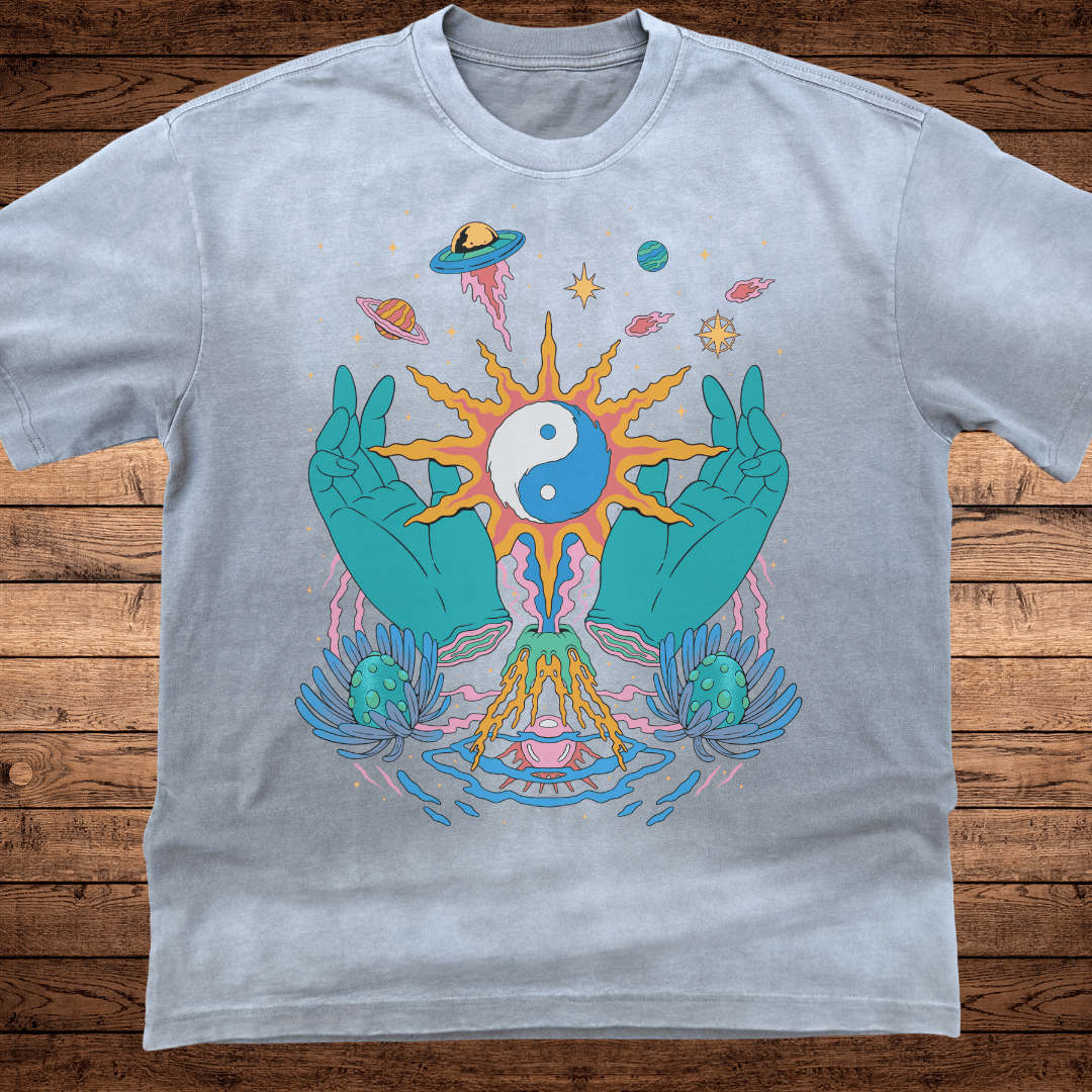 Yin / Yang - Ultra - Heavyweight Vintage Washed Oversized T-Shirt - 300 GSM - Phantasmagorical