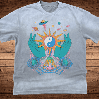Yin / Yang - Ultra - Heavyweight Vintage Washed Oversized T-Shirt - 300 GSM - Phantasmagorical