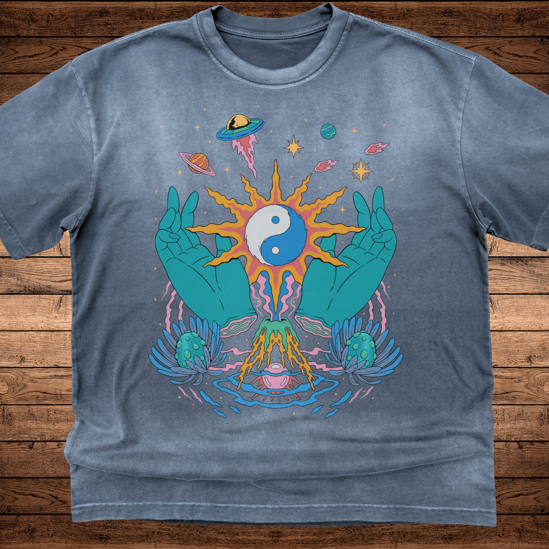 Yin / Yang - Ultra - Heavyweight Vintage Washed Oversized T-Shirt - 300 GSM - Phantasmagorical