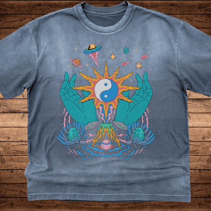 Yin / Yang - Ultra - Heavyweight Vintage Washed Oversized T-Shirt - 300 GSM - Phantasmagorical